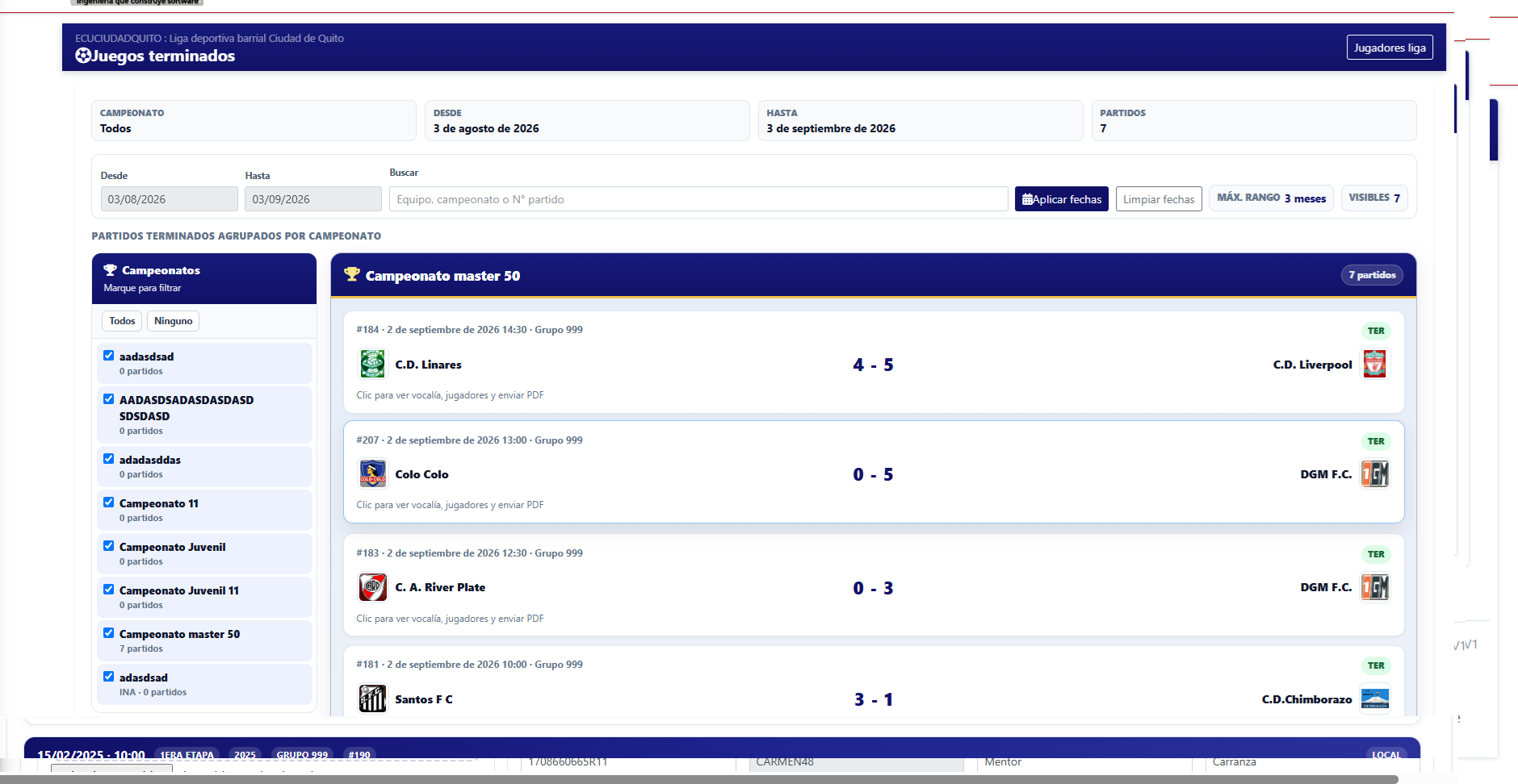 Listado de partidos