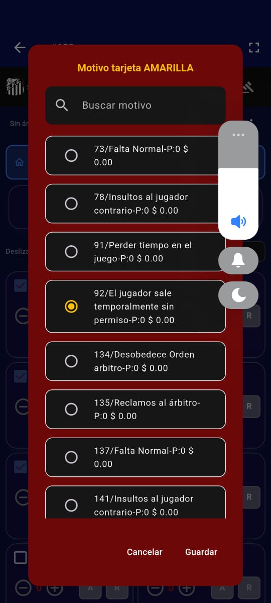 Tarjetas y sanciones